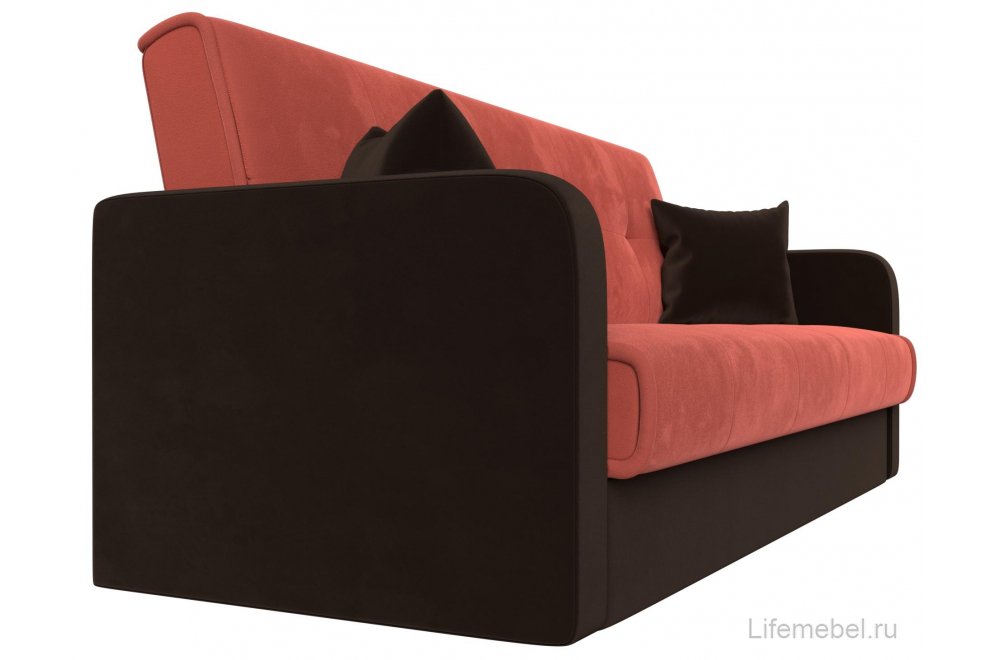 Диван Надежда коралловый / коричневый микровельвет Диван Надежда коралловый / коричневый микровельвет