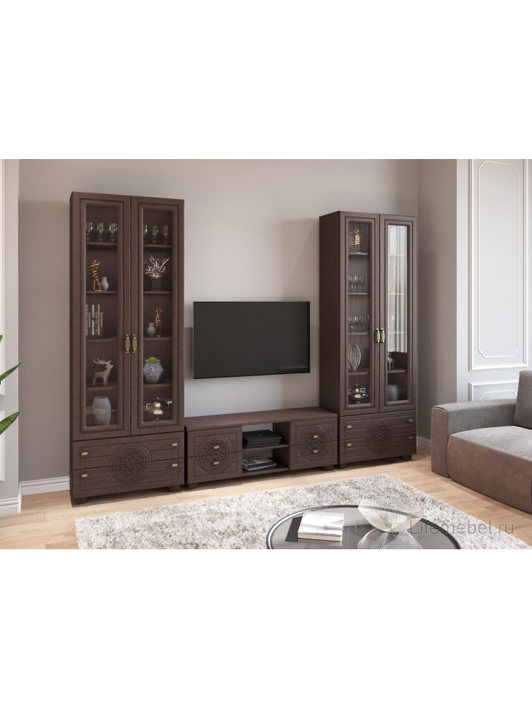 Витрина Монблан МБ-27К венге / орех шоколадный Витрина Монблан МБ-27К венге / орех шоколадный