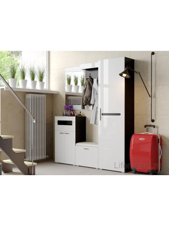 Шкаф для одежды Фьюжн венге линум / белый глянец Шкаф для одежды Фьюжн венге линум / белый глянец