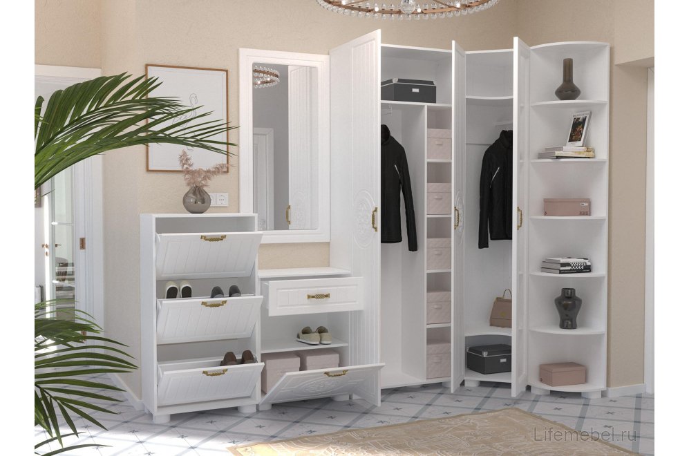 Обувница Монблан МБ-34К белое дерево Обувница Монблан МБ-34К белое дерево