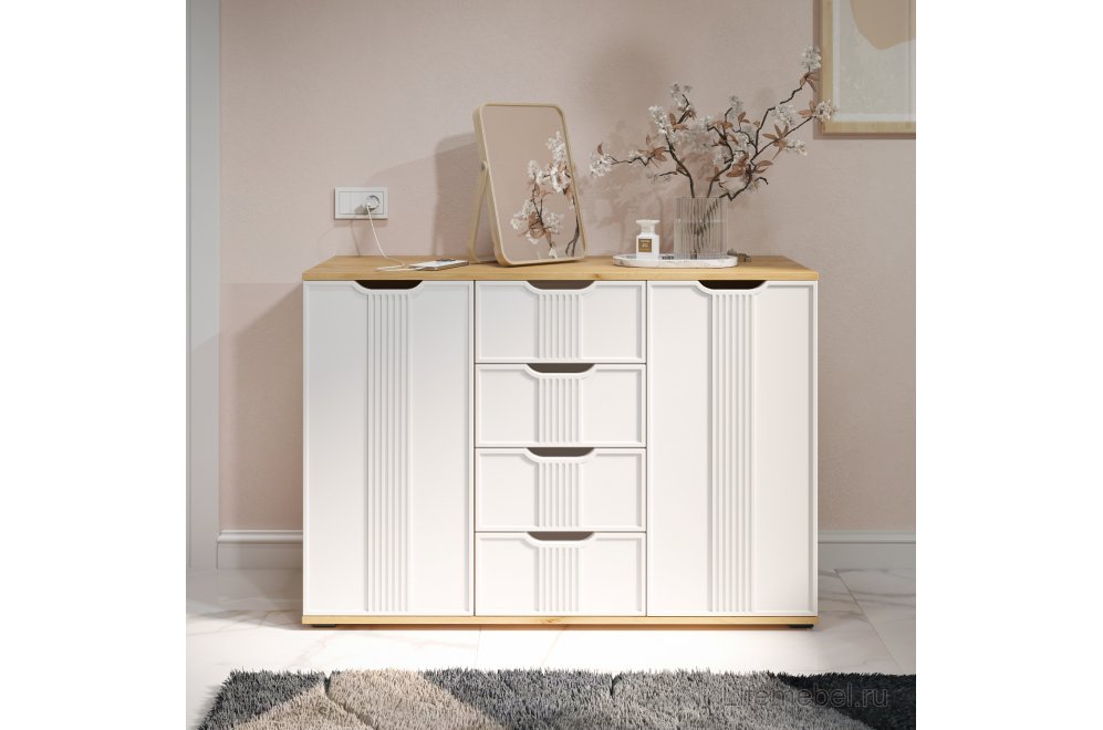 Комод Эмилия ЭЛ-21 дуб крафт золотой / меренга Комод Эмилия ЭЛ-21 дуб крафт золотой / меренга