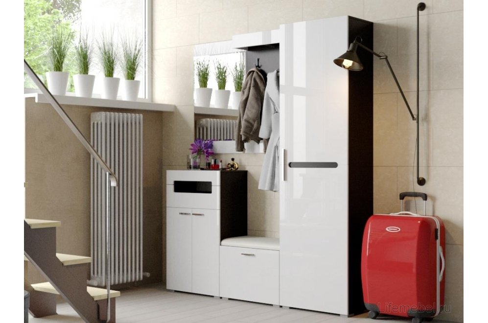 Комод Фьюжн венге линум / белый глянец Комод Фьюжн венге линум / белый глянец