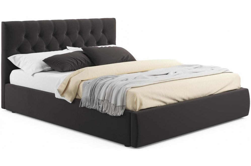 Двуспальная кровать Verona 160х200 с ПМ велюр шоколад Двуспальная кровать Verona 160х200 с ПМ велюр шоколад