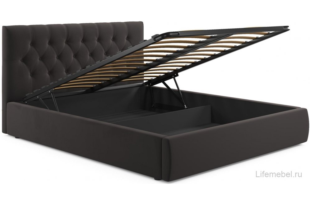 Двуспальная кровать Verona 160х200 с ПМ велюр шоколад Двуспальная кровать Verona 160х200 с ПМ велюр шоколад