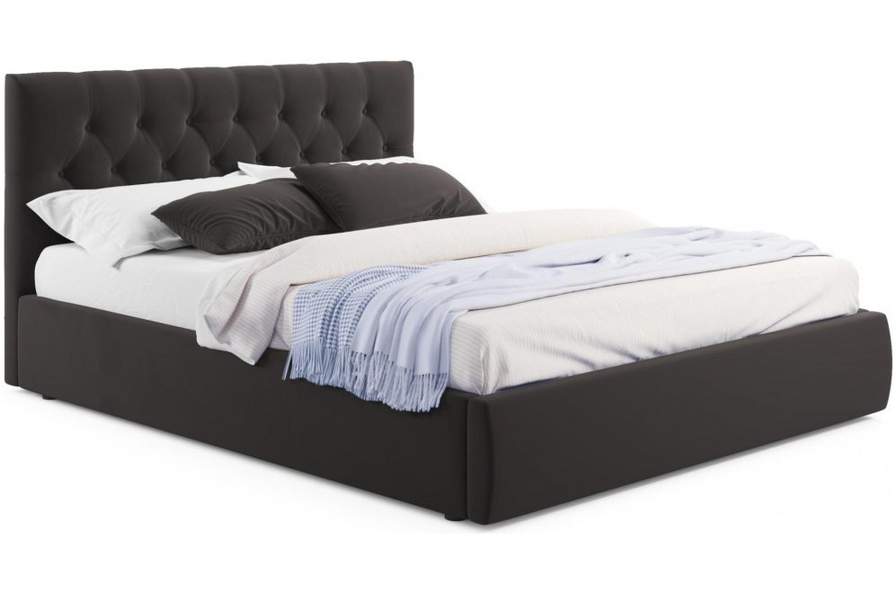 Двуспальная кровать Verona 180х200 с ПМ велюр шоколад Двуспальная кровать Verona 180х200 с ПМ велюр шоколад