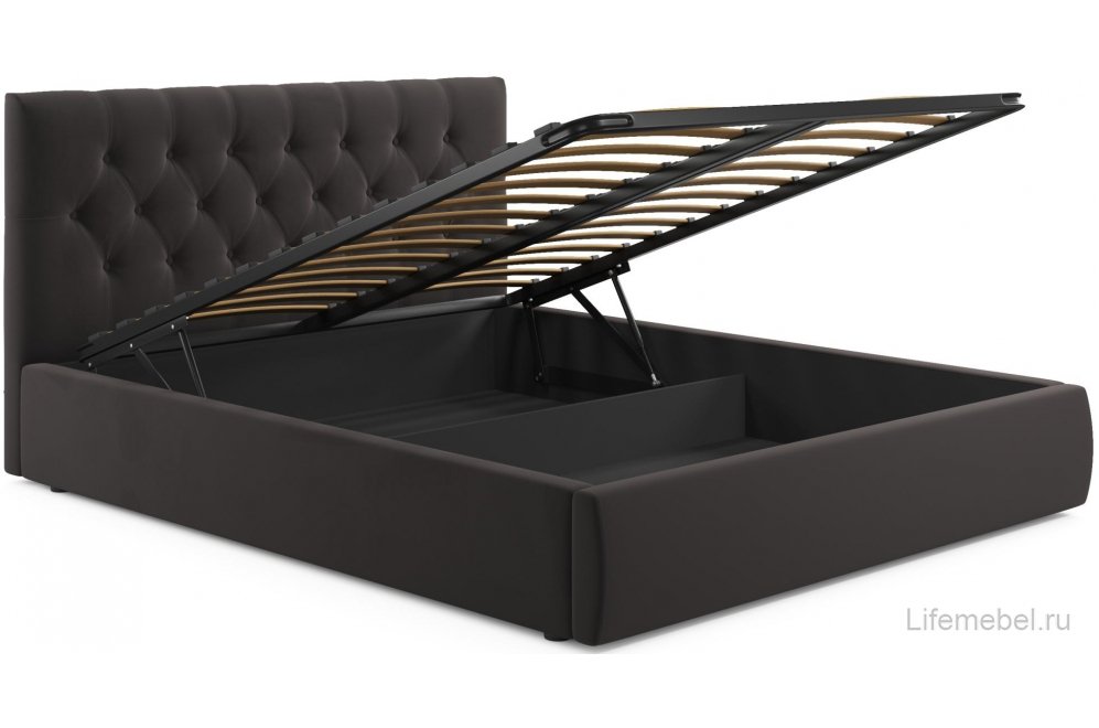 Двуспальная кровать Verona 180х200 с ПМ велюр шоколад Двуспальная кровать Verona 180х200 с ПМ велюр шоколад