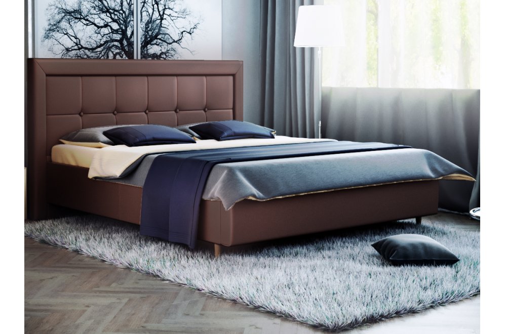 Кровать двуспальная Афродита-8-1 180 х 200 см с ПМ велюр shaggy choco Кровать двуспальная Афродита-8-1 180 х 200 см с ПМ велюр shaggy choco