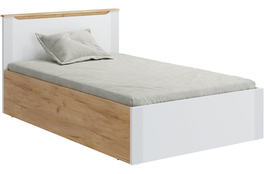 Полутораспальная кровать Эмилия ЭЛ-32 120х200 с ПМ дуб крафт золотой / меренга Полутораспальная кровать Эмилия ЭЛ-32 120х200 с ПМ дуб крафт золотой / меренга