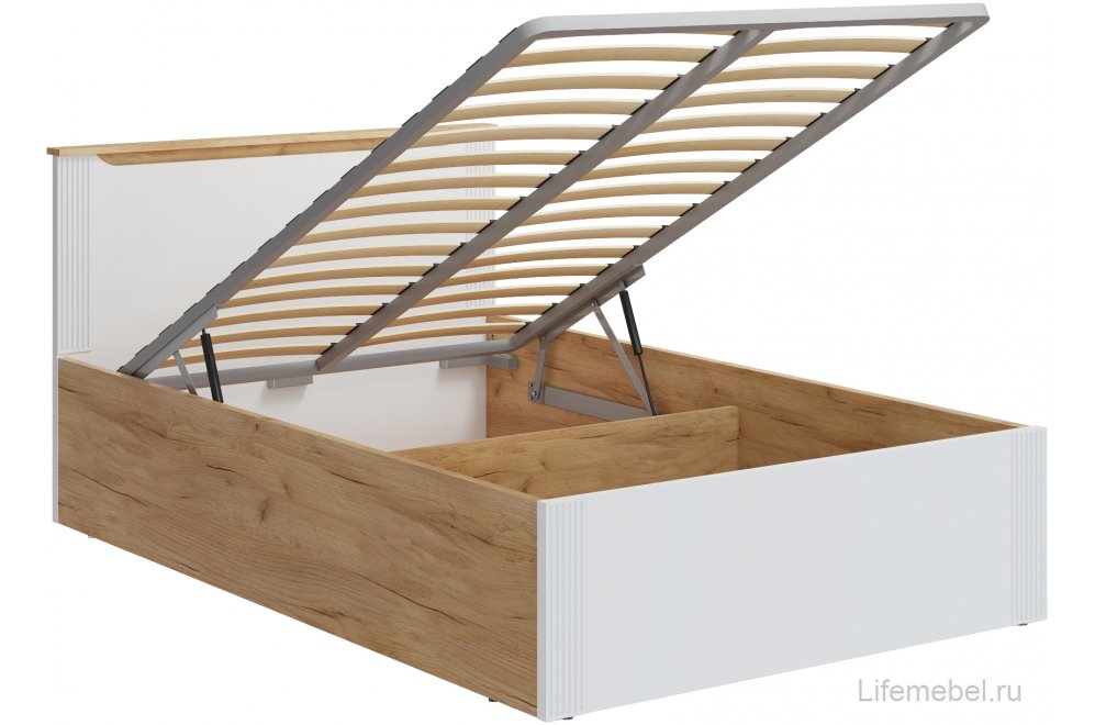 Полутораспальная кровать Эмилия ЭЛ-32 120х200 с ПМ дуб крафт золотой / меренга Полутораспальная кровать Эмилия ЭЛ-32 120х200 с ПМ дуб крафт золотой / меренга