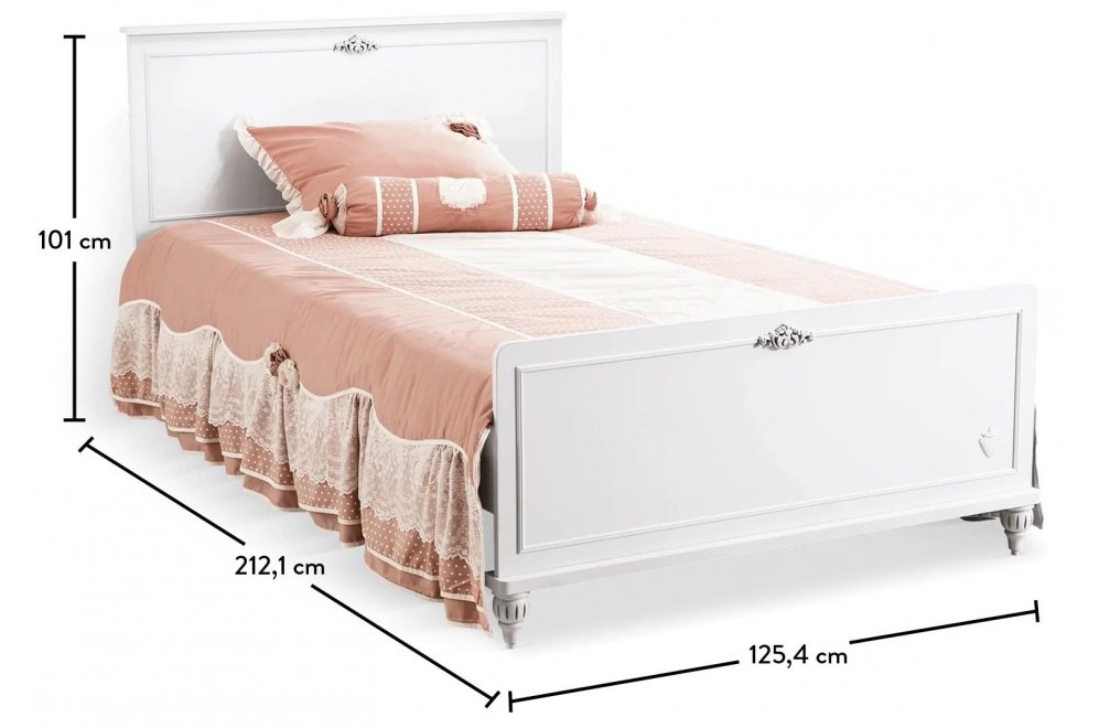Полутораспальная кровать Romantica 120x200 белая с матрасом Полутораспальная кровать Romantica 120x200 белая с матрасом