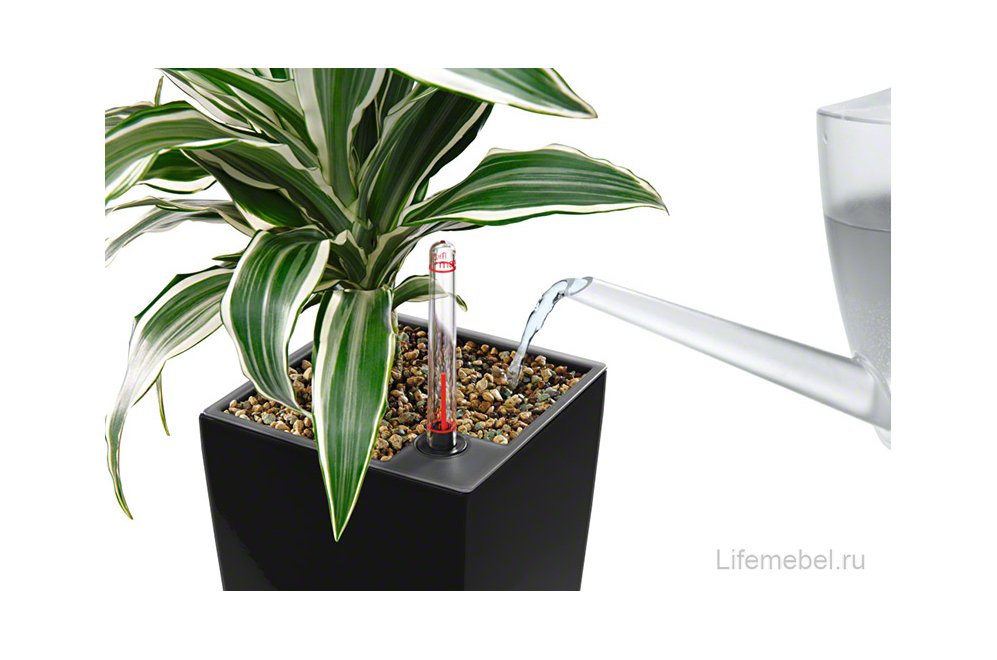 Кашпо Lechuza 18069 MAXI-CUBI серо-коричневый блестящий