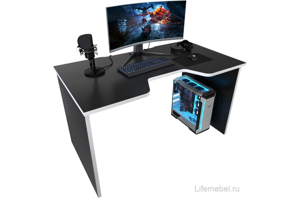 Компьютерный стол С-240 черный / белый Компьютерный стол С-240 черный / белый