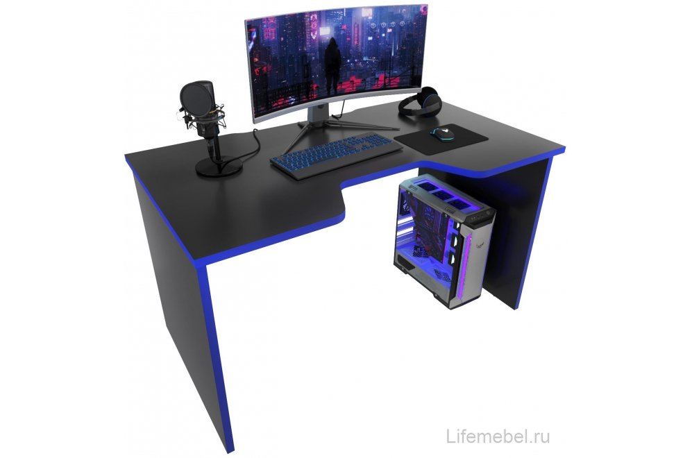 Компьютерный стол С-240 черный / синий Компьютерный стол С-240 черный / синий