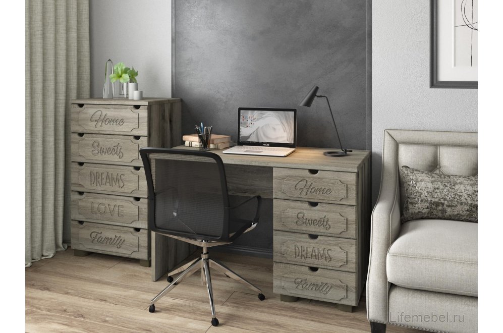 Письменный стол ДримСтар ДС-3 дуб эвок / дуб сонома темный Письменный стол ДримСтар ДС-3 дуб эвок / дуб сонома темный