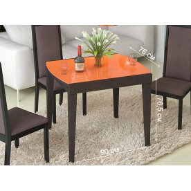 Стол Танго Т1 С-361 со стеклом венге / стекло глянцевое оранжевое