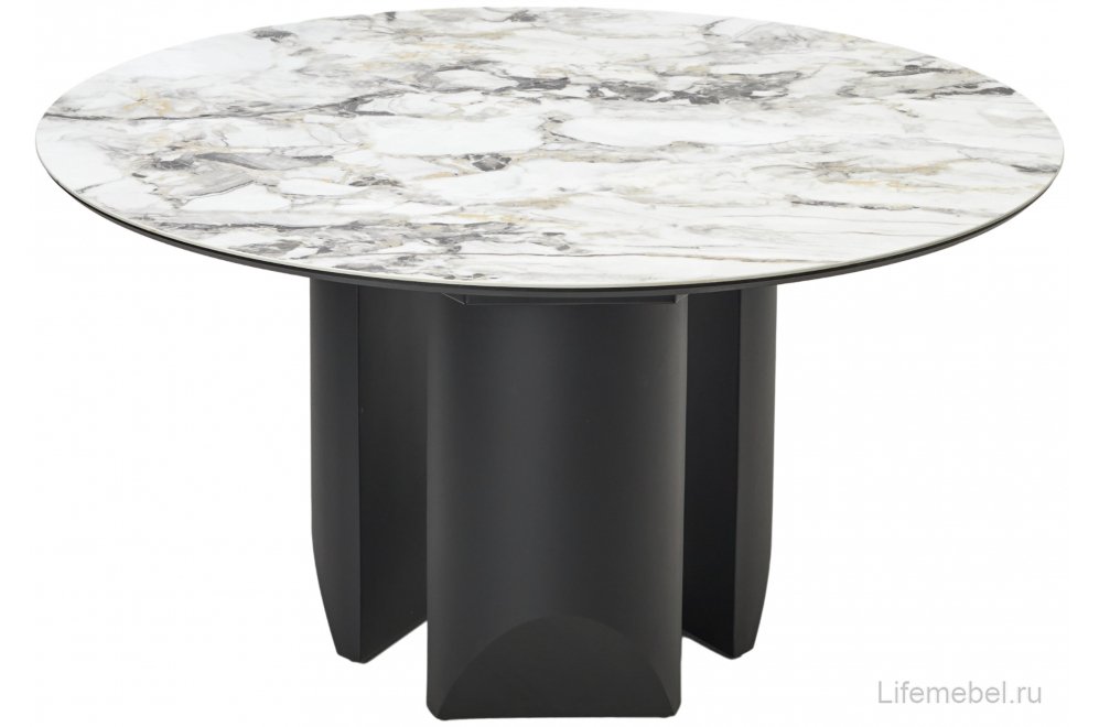 Керамический стол Колизей d140 arctic ocean белый мрамор керамика / черный Керамический стол Колизей d140 arctic ocean белый мрамор керамика / черный