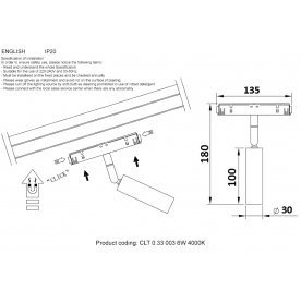 Магнитный трековый светильник CLT 0.33 003 6W WH 4000К