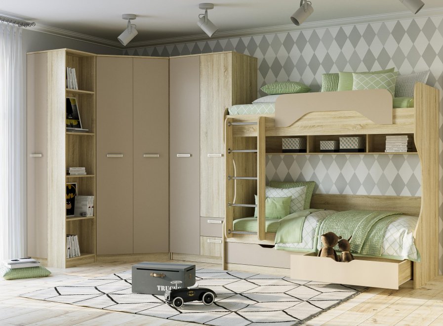 Комплект детской мебели Акварель капучино / дуб сонома комплектация 5