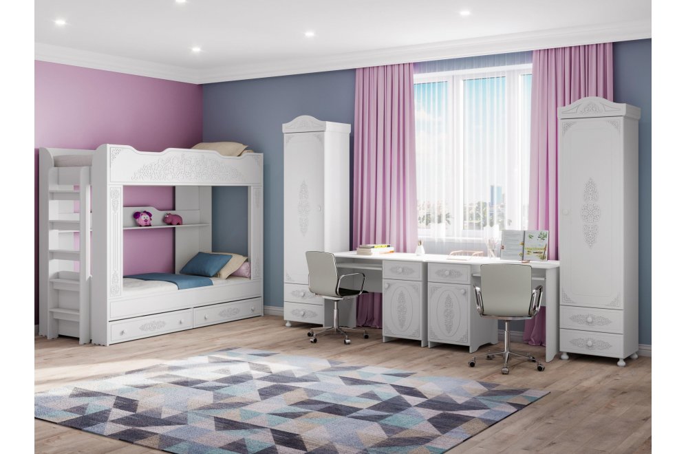 Комплект детской мебели Ассоль АС-054 белое дерево (К)