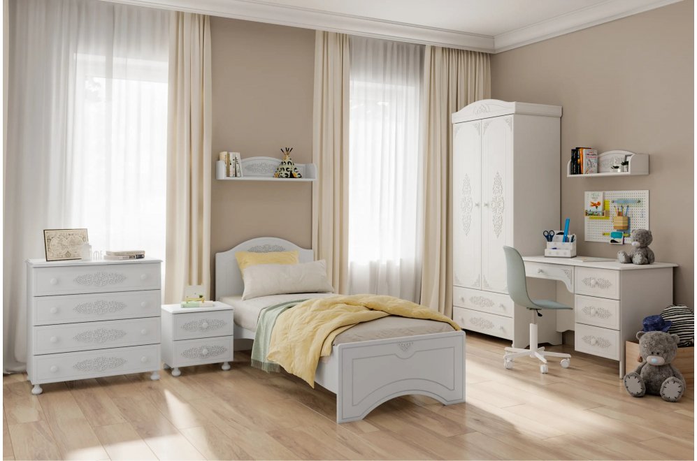 Комплект детской мебели Ассоль белое дерево комплектация 8