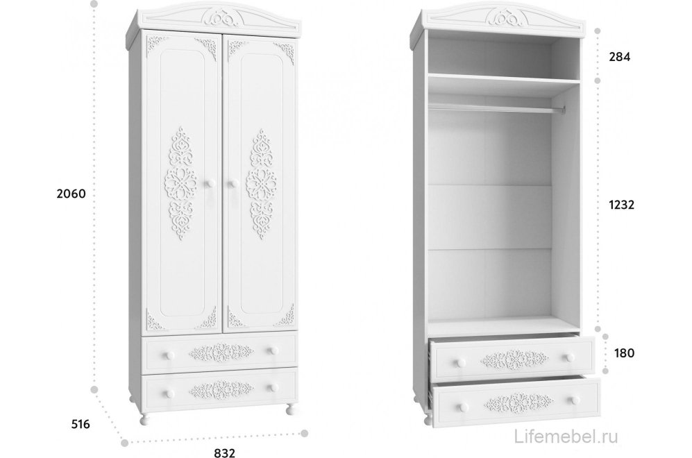 Комплект детской мебели Ассоль белое дерево комплектация 8