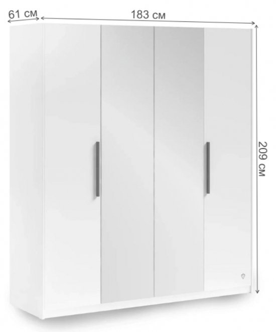 Шкаф детский White четырехдверный белый