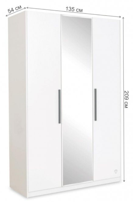 Шкаф детский White трехдверный белый