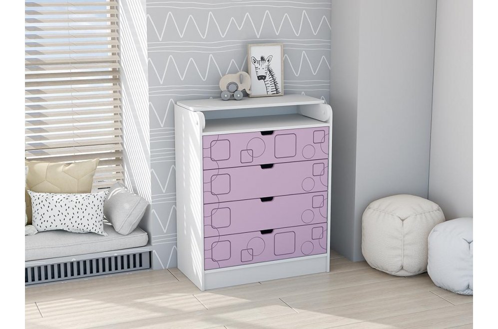 Комод Бриз 800 Квадрат раскладной белый / сирень