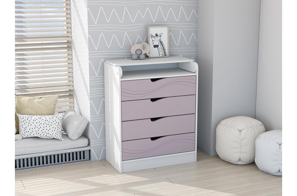 Комод Бриз 800 Волна раскладной белый / ирис