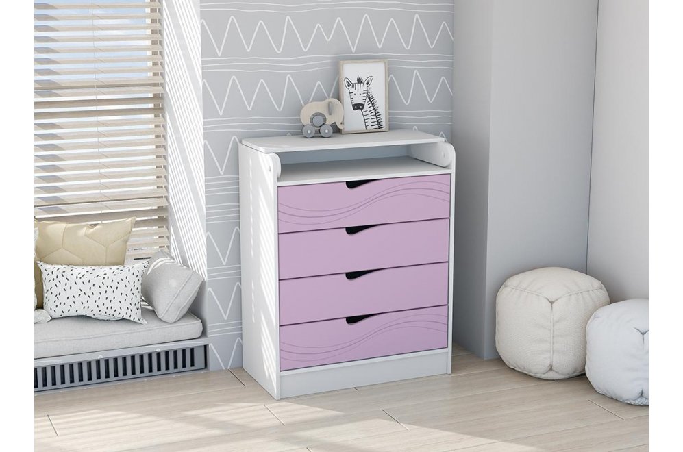 Комод Бриз 800 Волна раскладной белый / сирень