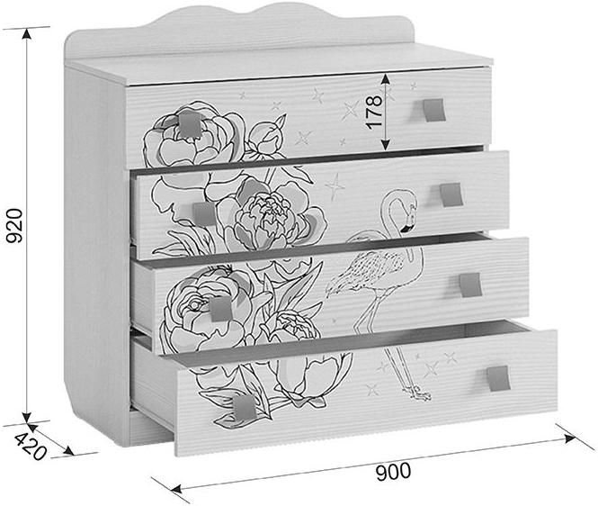 Комод Фэнтези 90 белый рамух