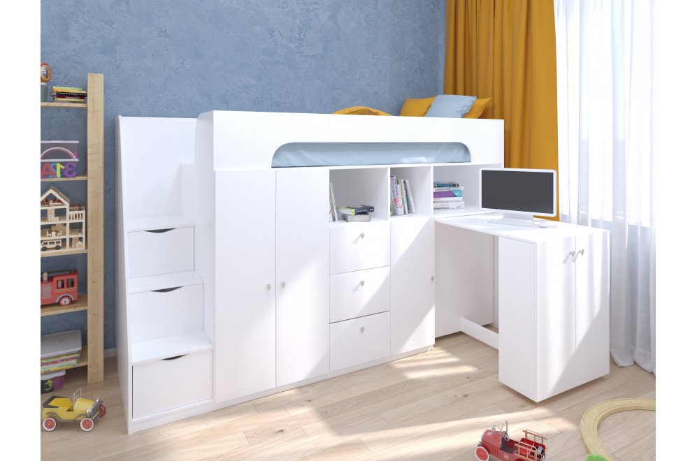 Кровать-чердак Астра 11 белый