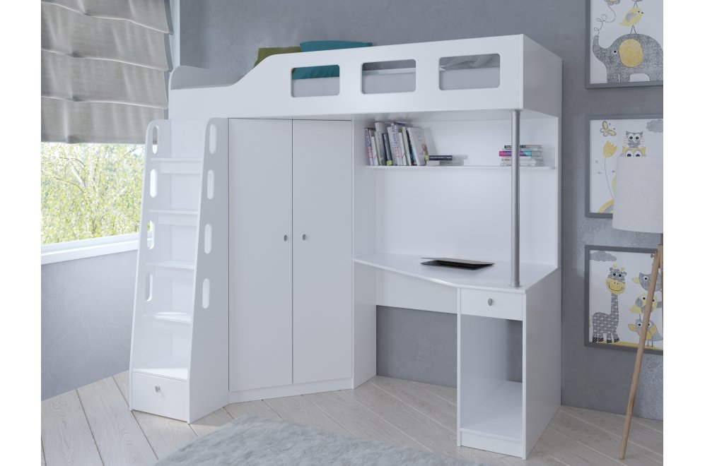 Кровать-чердак Астра 7 белый