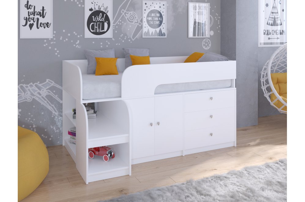 Кровать-чердак Астра 9/1 белый