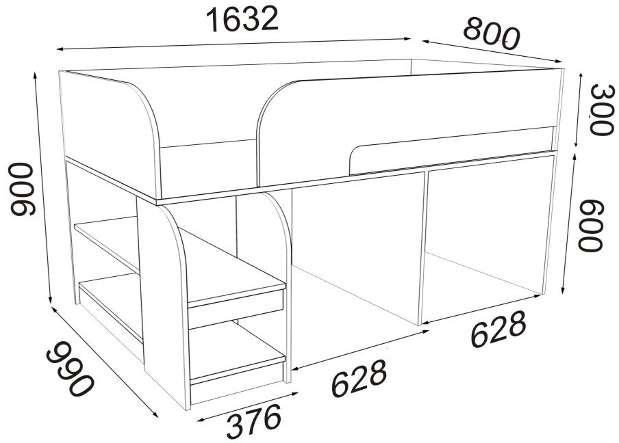Кровать-чердак Астра 9/2 белый / оранжевый