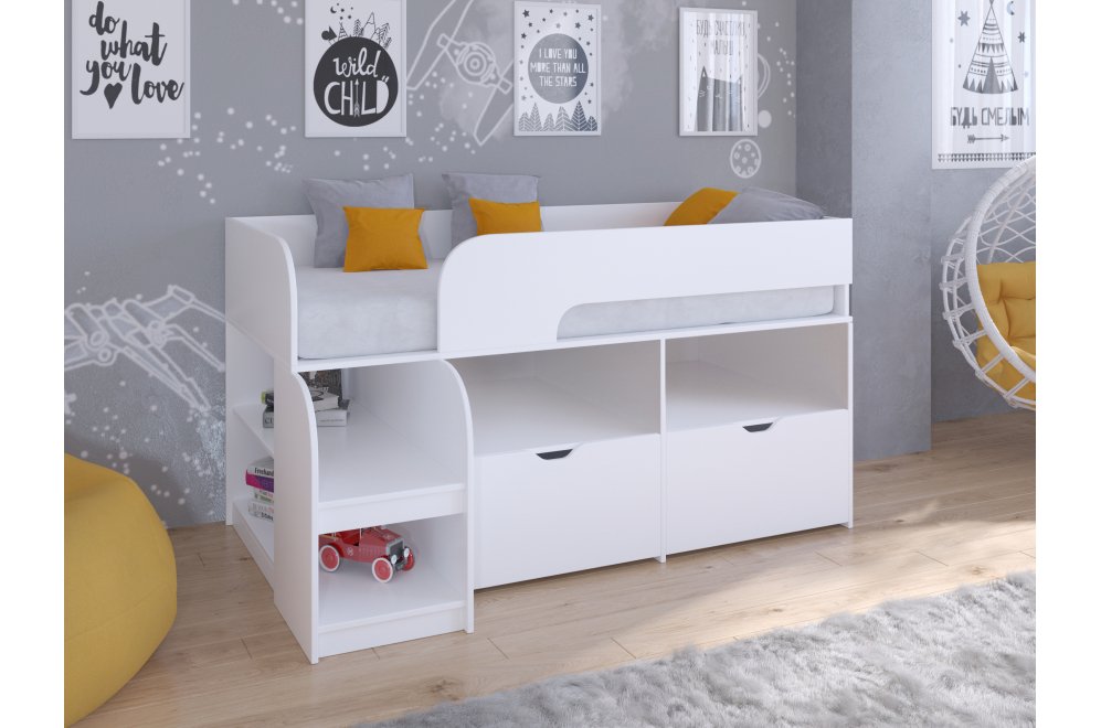 Кровать-чердак Астра 9/6 белый