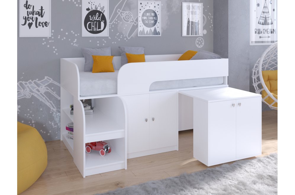 Кровать-чердак Астра 9/8 белый