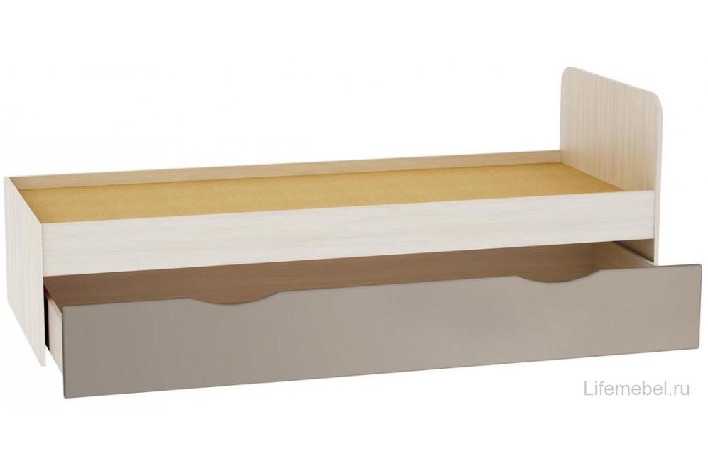 Односпальная кровать Роман КР-704 80х200 / 80х195 см дуб млечный / капучино глянец