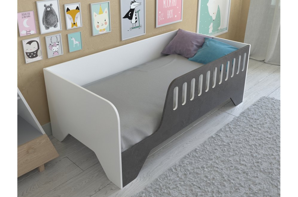 Кровать Астра 13 белый / железный камень