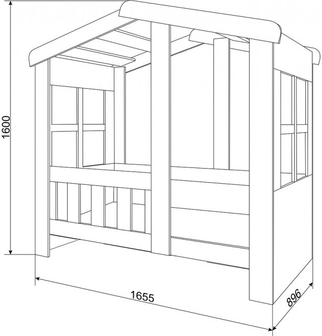 Кровать-домик Астра без ящика белый / венге