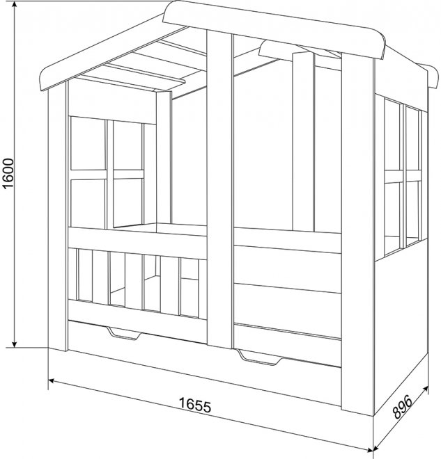 Кровать-домик Астра с ящиком белый