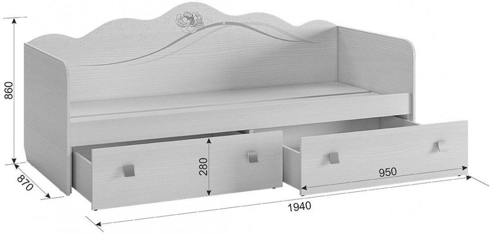 Кровать Фэнтези белый рамух