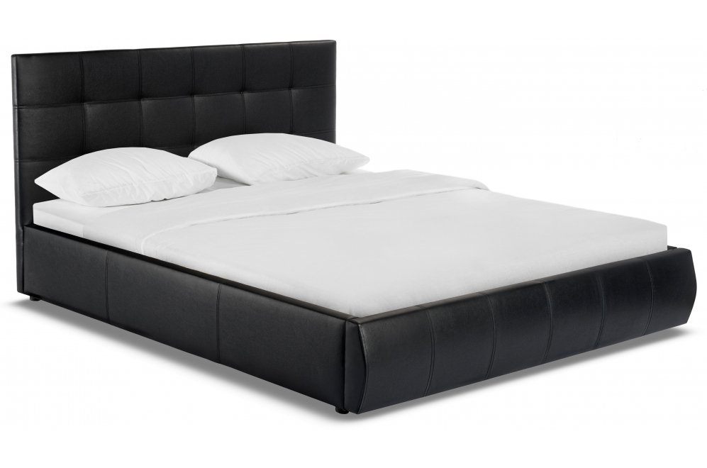 Полутораспальная кровать Афродита-2 120х200 экокожа черная