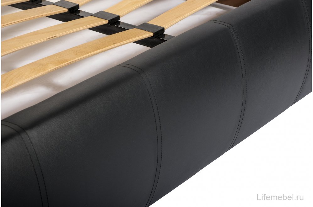 Полутораспальная кровать Афродита-2 120х200 экокожа черная