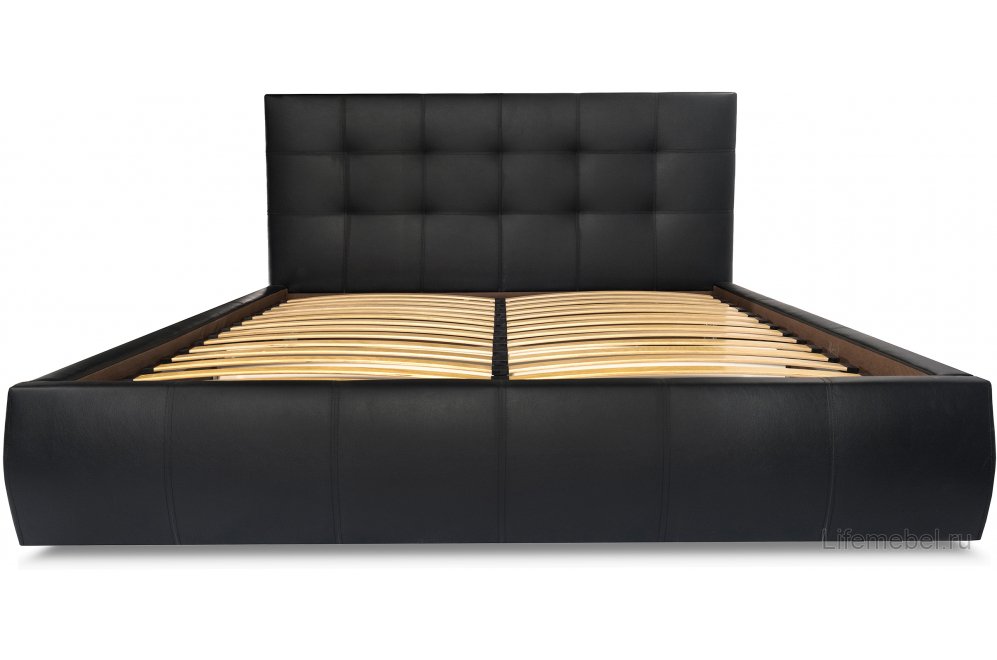 Полутораспальная кровать Афродита-2 120х200 с ПМ экокожа черная