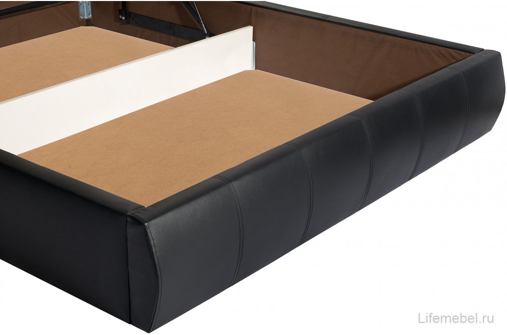 Полутораспальная кровать Афродита-2 120х200 с ПМ экокожа черная