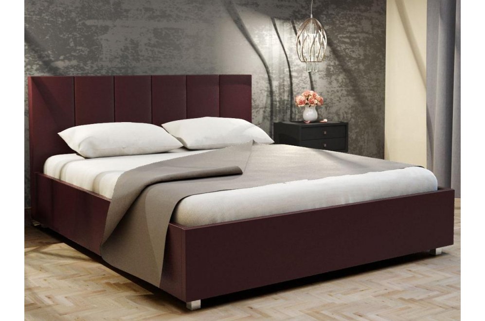 Полутораспальная кровать Афродита-3 120х200 экокожа коричневая