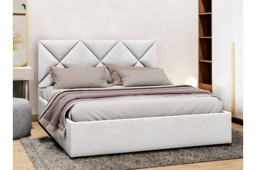 Полутораспальная кровать Афродита-6 120х200 с ПМ экокожа marvel white