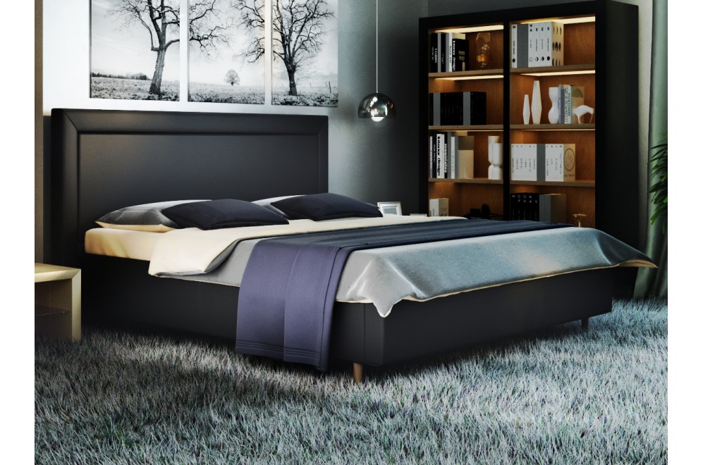 Полутораспальная кровать Афродита-8-3 120х200 с ПМ экокожа marvel black