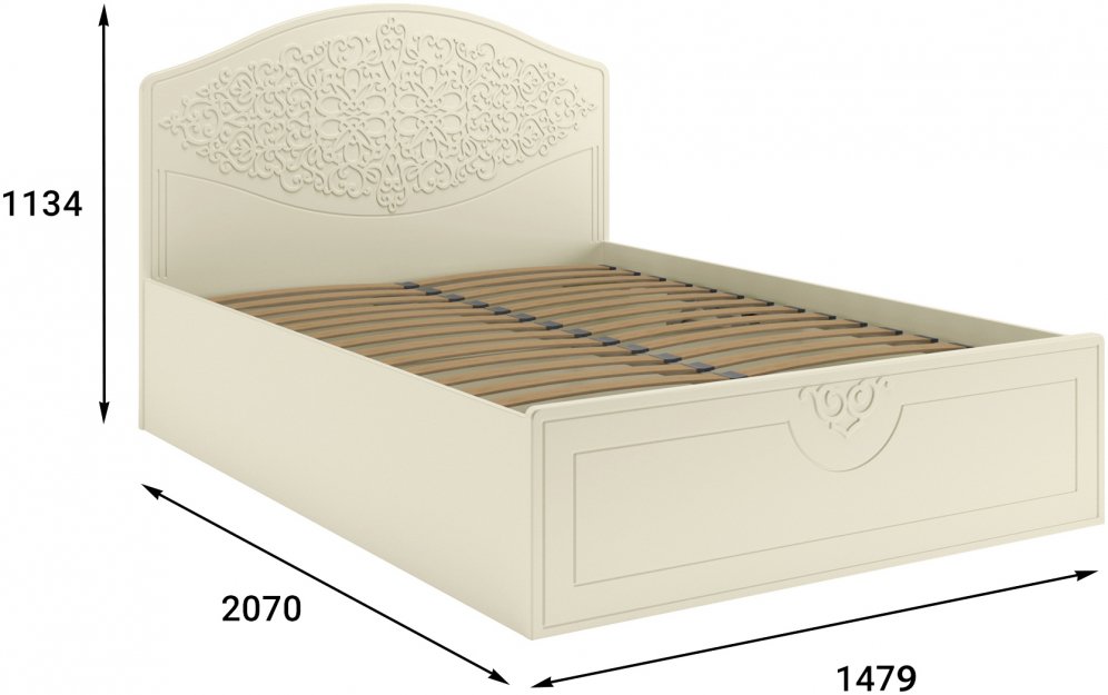 Полутораспальная кровать Ассоль плюс АС-60 140х200 с ПМ ваниль
